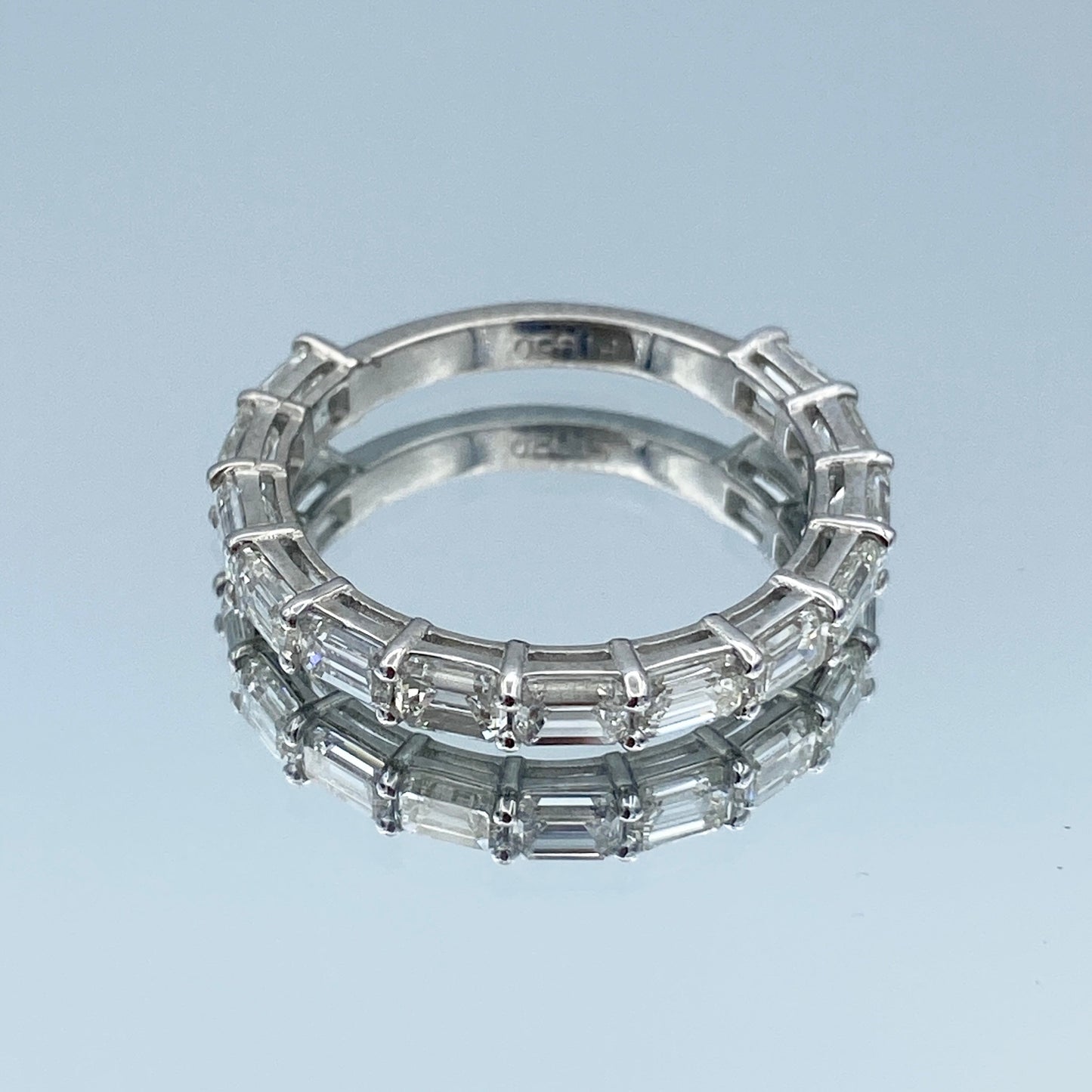 Emerald-Cut Diamond Halfway Eternity Ring in 14K White Gold - L and L Jewelry