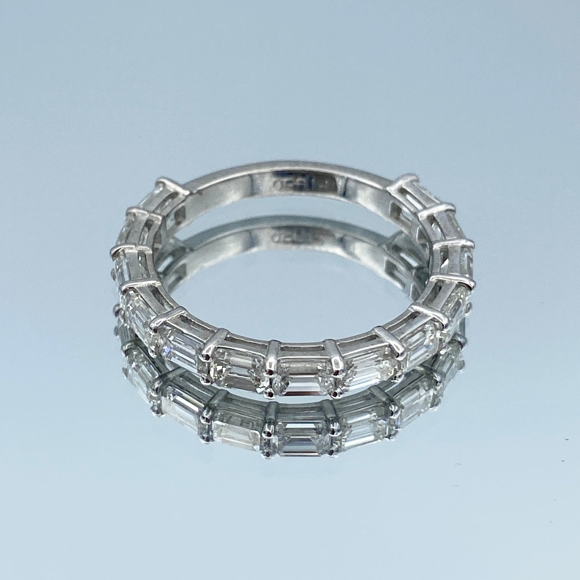 Emerald-Cut Diamond Halfway Eternity Ring in 14K White Gold - L and L Jewelry