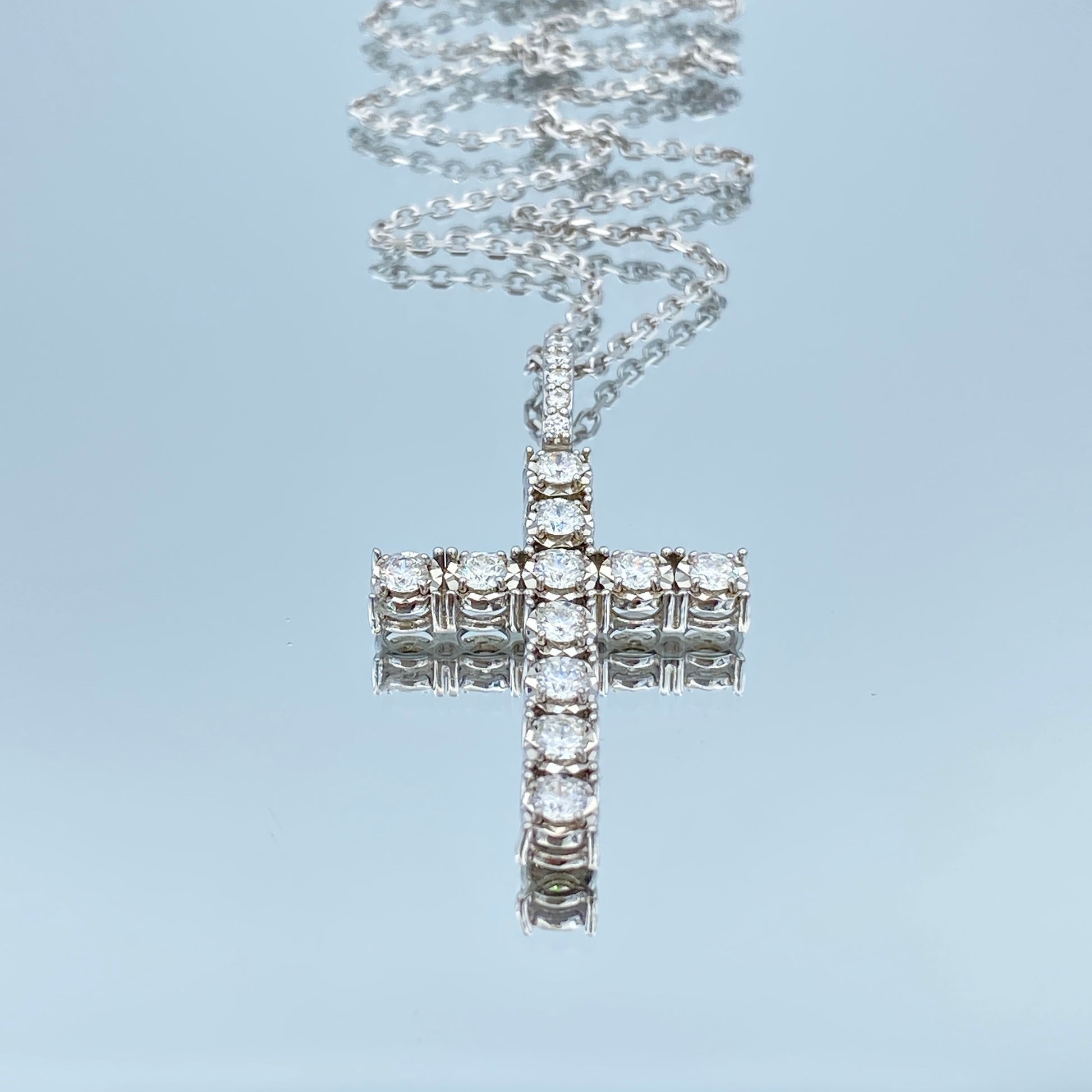 Diamond Cross Pendant Necklace in 14K White Gold - L and L Jewelry