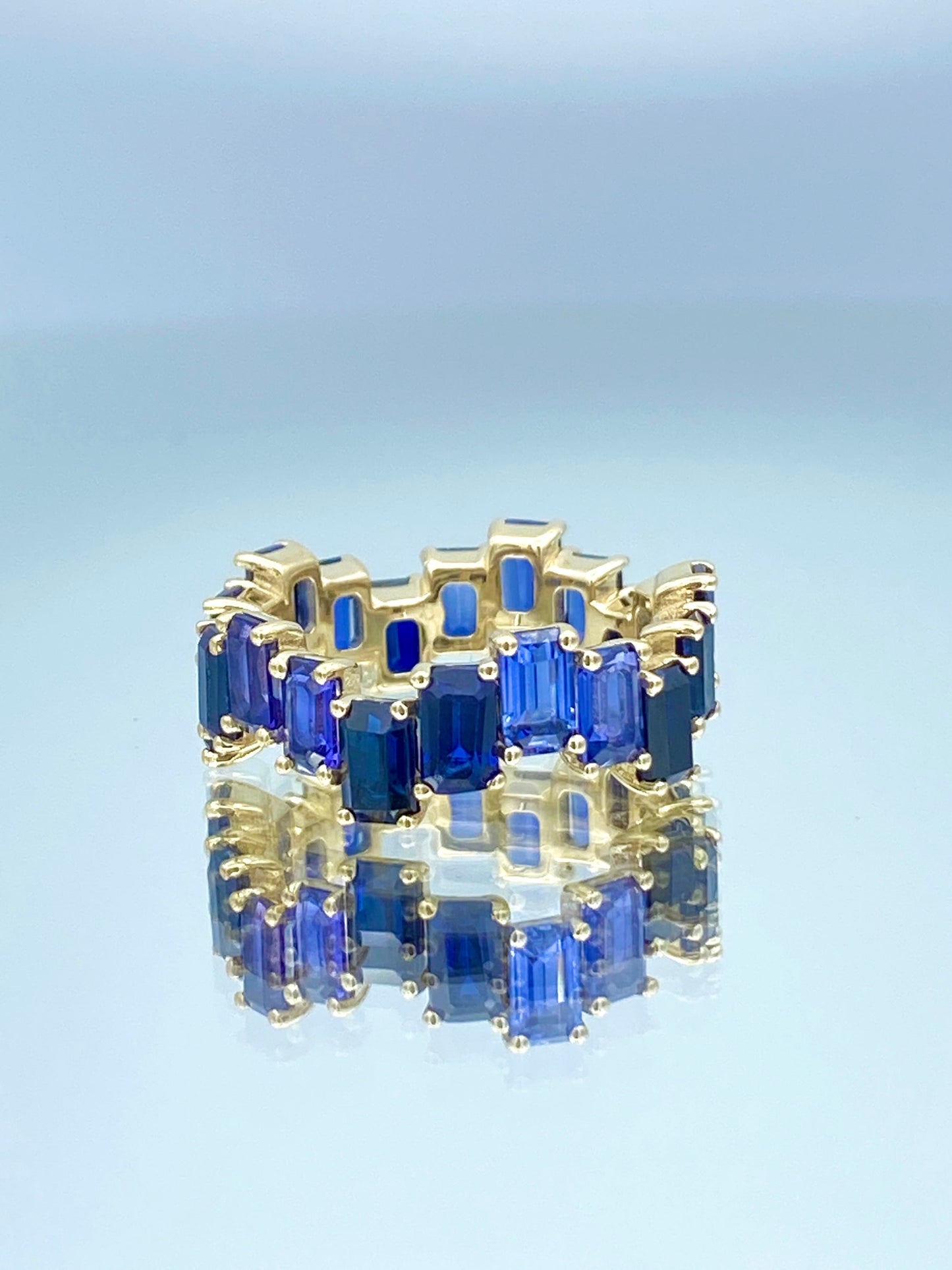 Sapphire Eternity Ring in 14K Yellow Gold - L and L Jewelry
