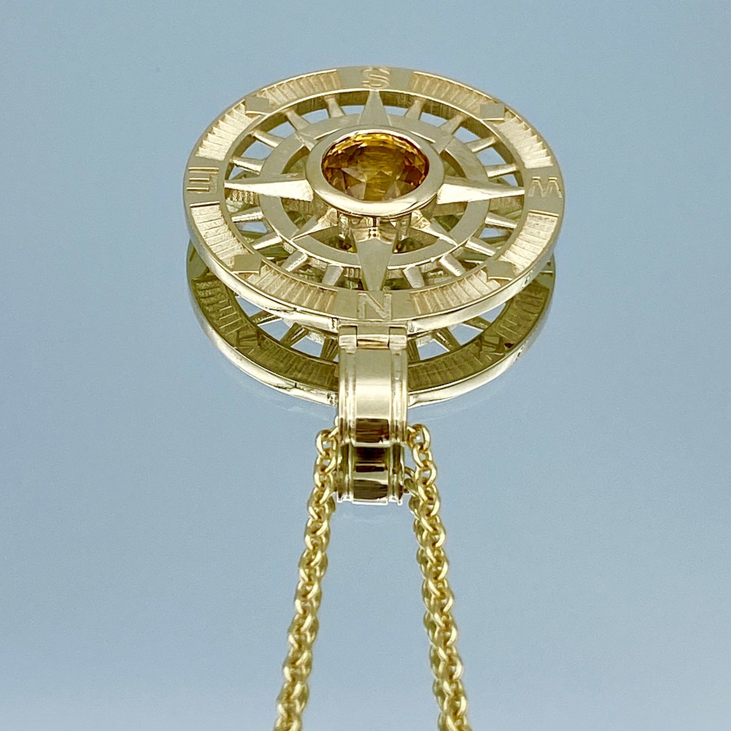 Yellow Sapphire Compass Pendant in 14K Yellow Gold - L and L Jewelry