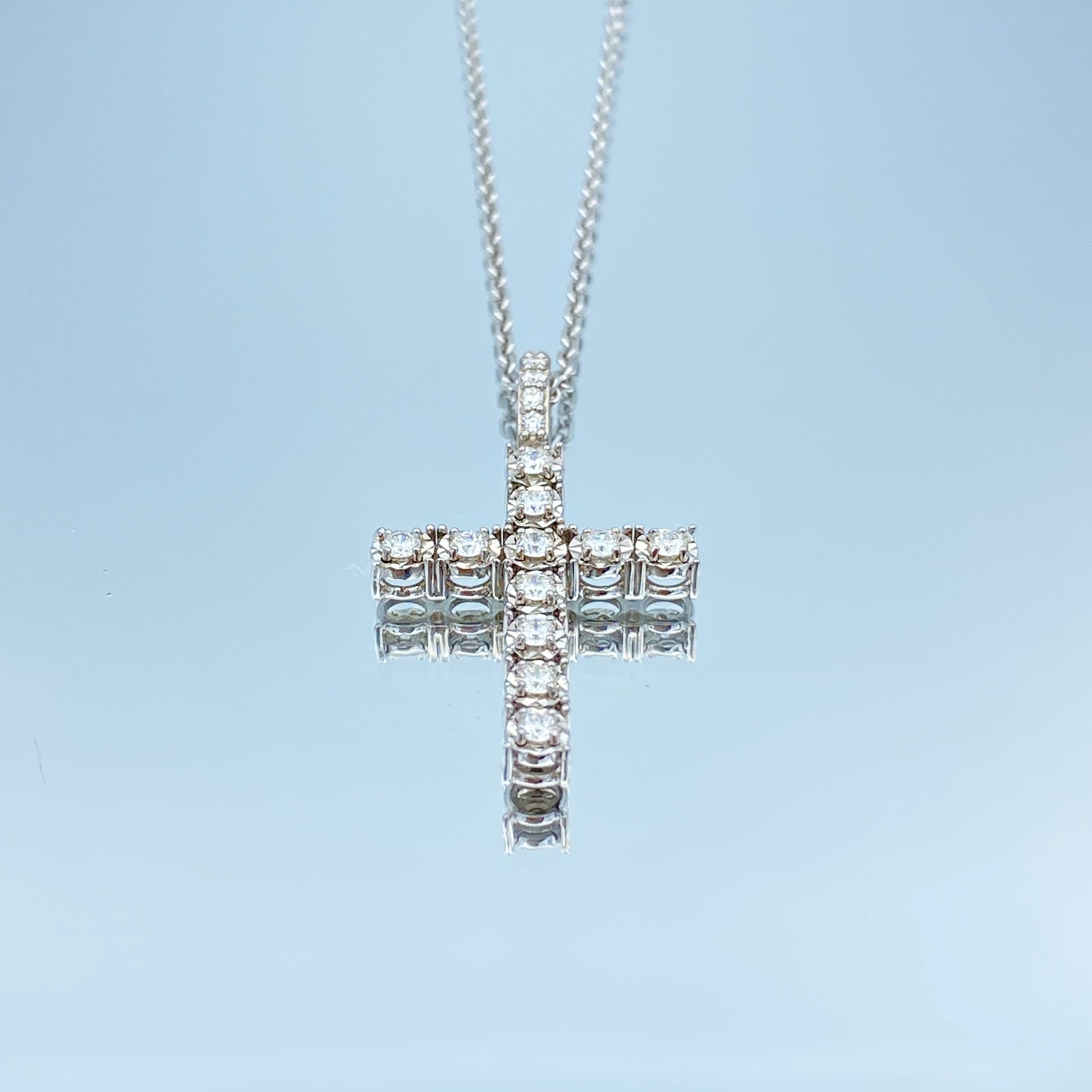 Diamond Cross Pendant Necklace in 14K White Gold - L and L Jewelry