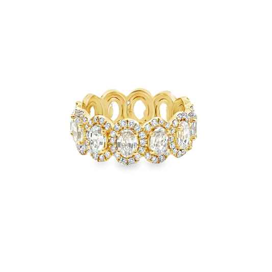 Halo Diamond Eternity Ring in 14K Yellow Gold