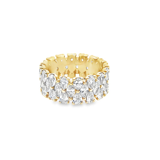 Pear and Marquise-Cut Diamond Double Row Eternity Band in 14K Yellow Gold