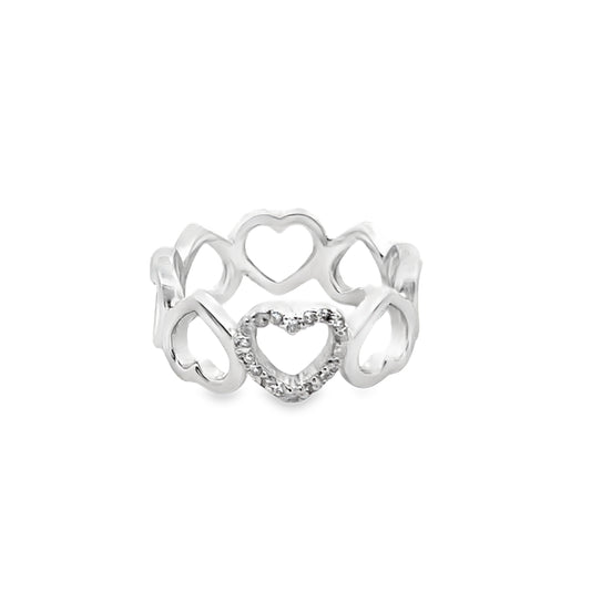 Diamond Heart Eternity Ring in 14K White Gold