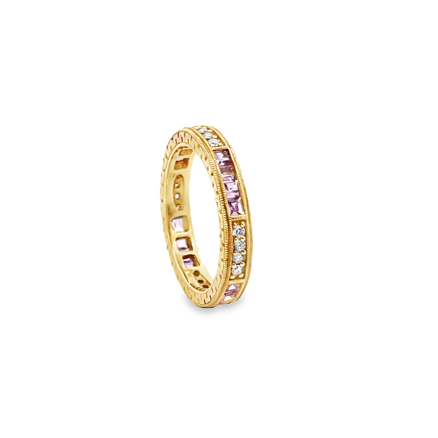 Sapphire and Diamond Eternity Ring in 14K Yellow Gold