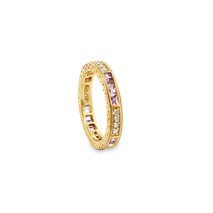 Sapphire and Diamond Eternity Ring in 14K Yellow Gold