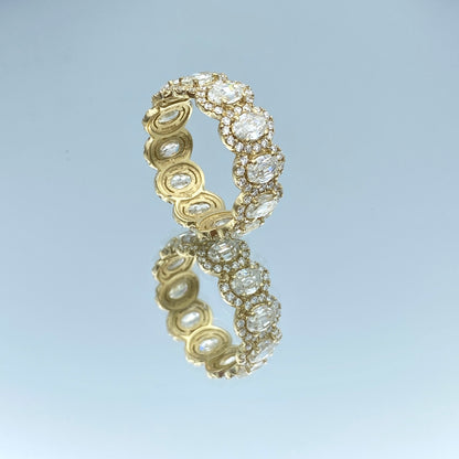 Halo Diamond Eternity Ring in 14K Yellow Gold - L and L Jewelry