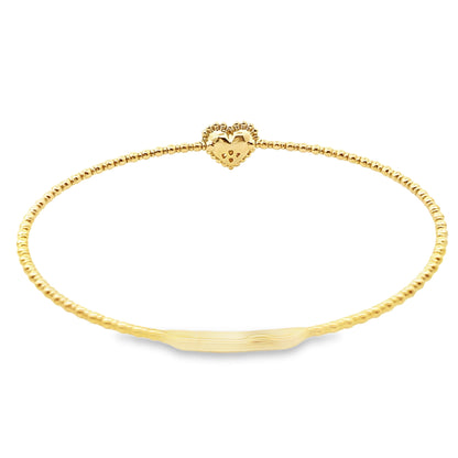 Diamond Heart Flexible Bangle Bracelet in 14K Yellow Gold