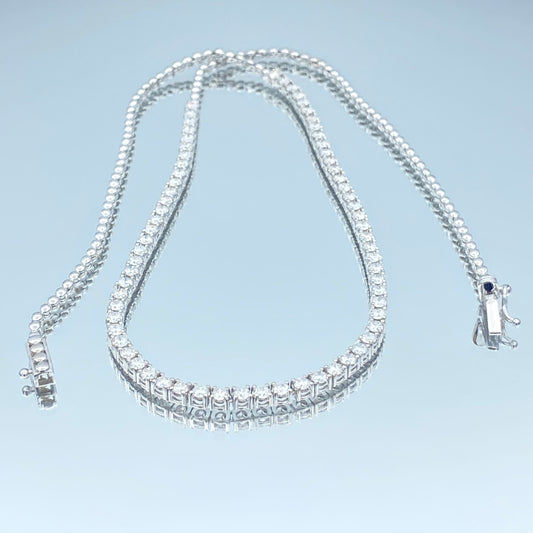 Halfway Diamond Tennis Necklace in 14K White Gold - L and L Jewelry