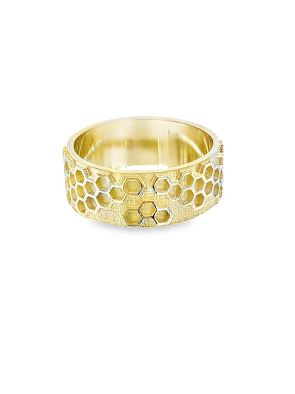 Men’s Honeycomb Wedding Band in 14K Yellow Gold