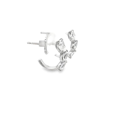 Pear-Cut Diamond Huggie Hoop Earrings in 14K White Gold