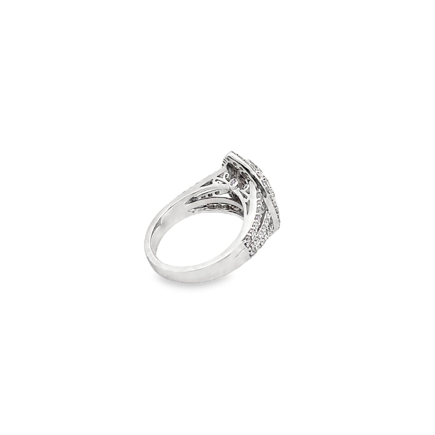 Marquise Shaped Diamond Cluster Engagement Ring in 14K White Gold