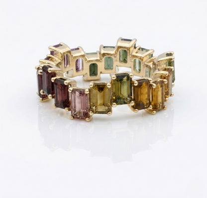 Tourmaline Eternity Ring in 14K Yellow Gold