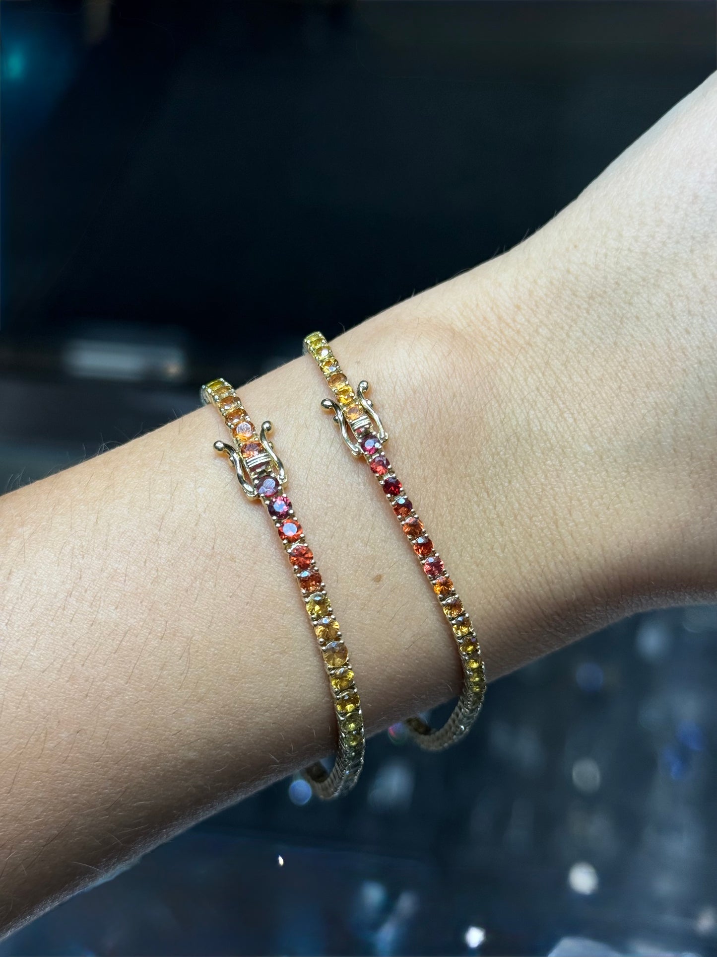 Rainbow Multi Color Sapphire Tennis Bracelet