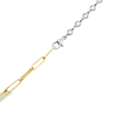 Bezel-Set Round Brilliant-Cut Diamond Necklace in 14K White and Yellow Gold