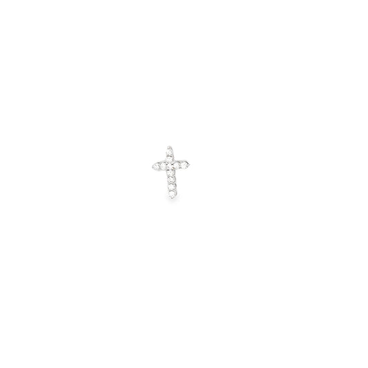 Diamond Rounded Cross Pendant in 14K White Gold