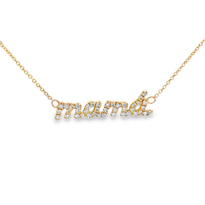 Mama Name Diamond Pendant Necklace in 14K Yellow Gold