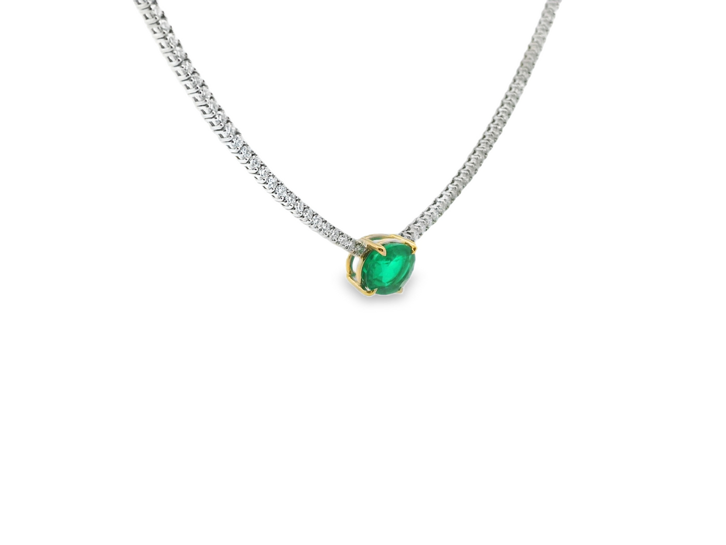 Dani Austin Green Emerald and Diamond Tennis Necklace
