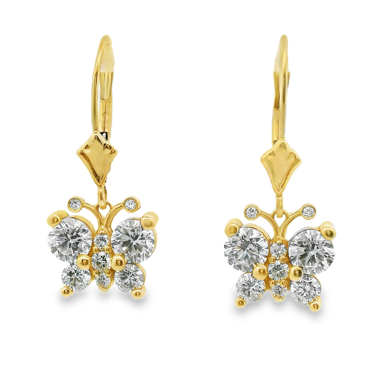 Round Cut Diamond Butterfly Dangle Earrings