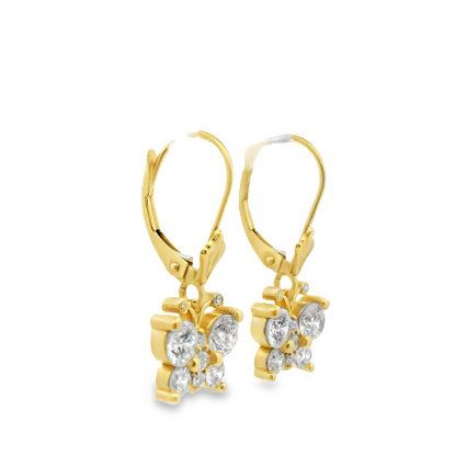 Round Cut Diamond Butterfly Dangle Earrings