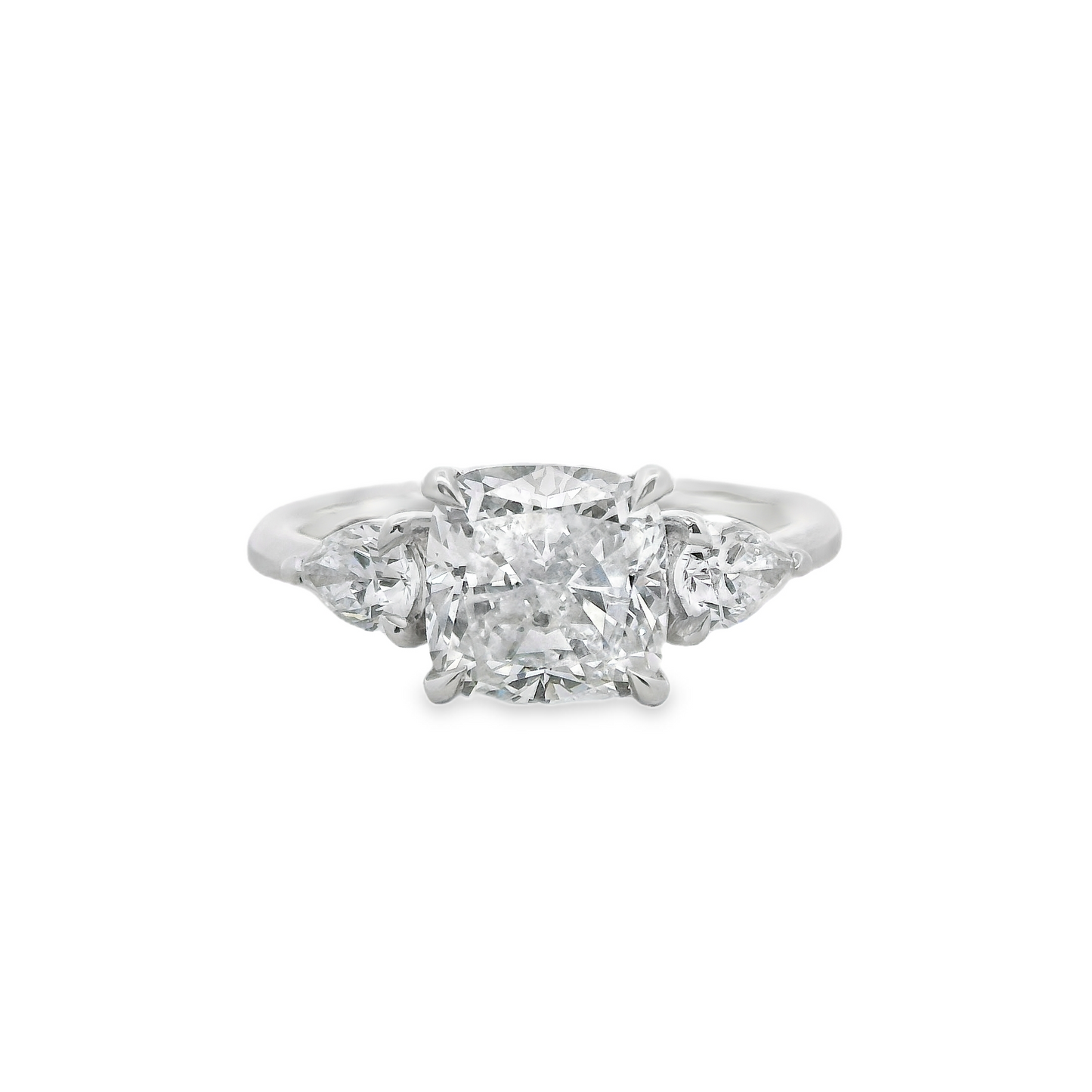 Three Stone Cushion-Cut & Pear-Cut Diamond Ring