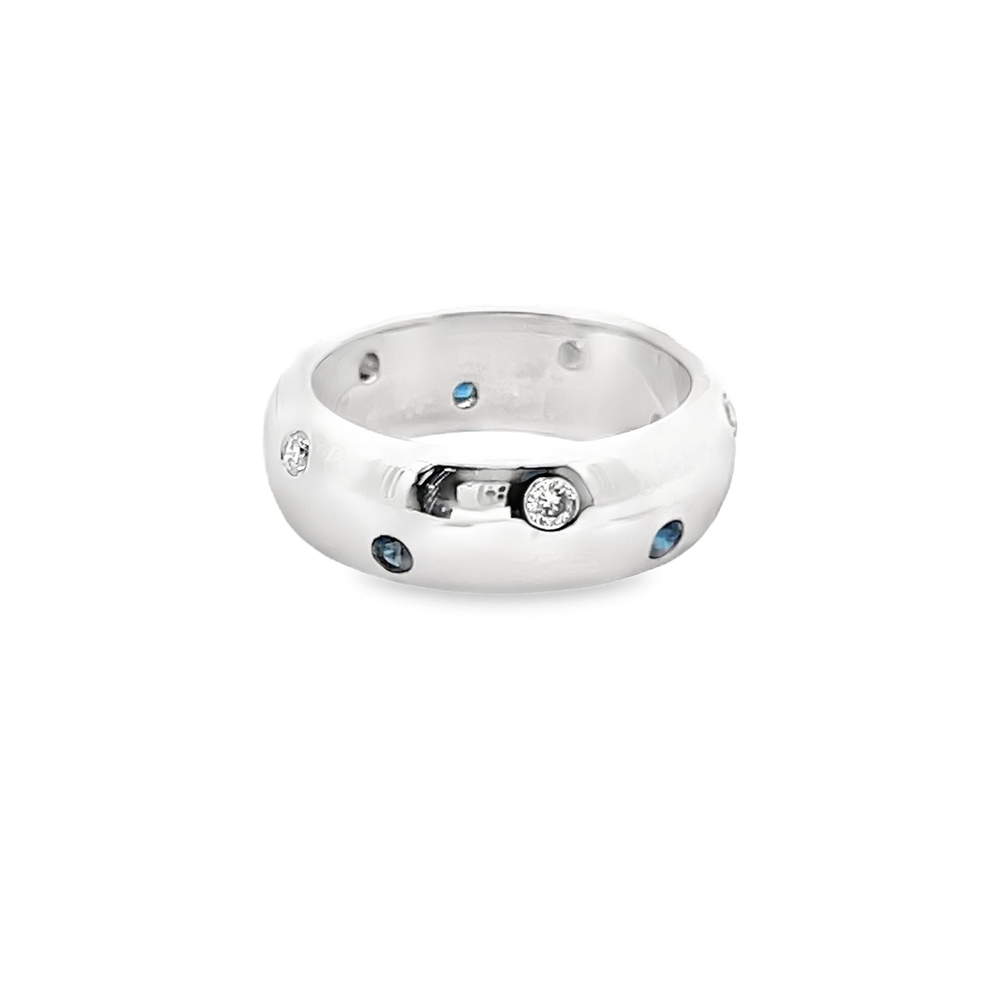 Diamond and Sapphire 14K White Gold Band