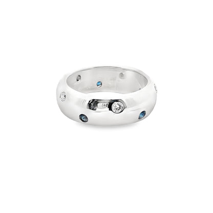 Diamond and Sapphire 14K White Gold Band