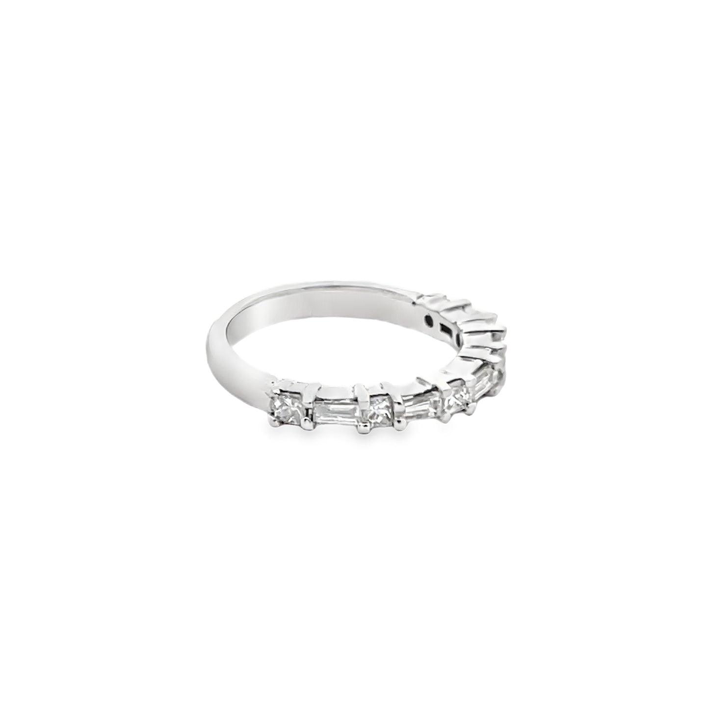 Baguette-Cut and Round-Cut Diamond Eternity Ring in 14K White Gold