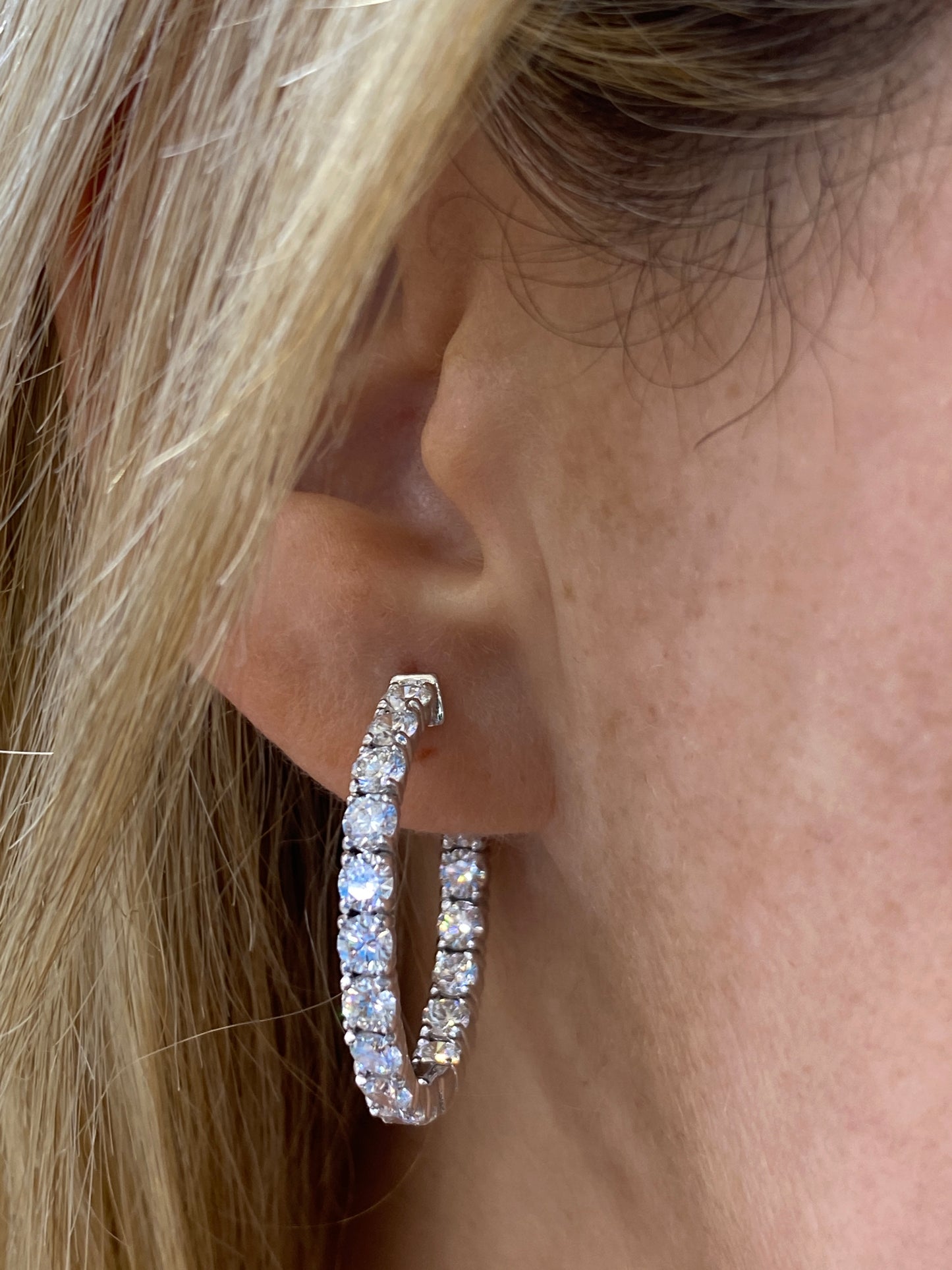 Inside-Out Diamond Hoop Earrings in 14K White Gold