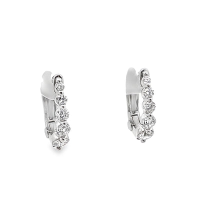 Graduating Diamond Hoop Earrings in 14K White Gold