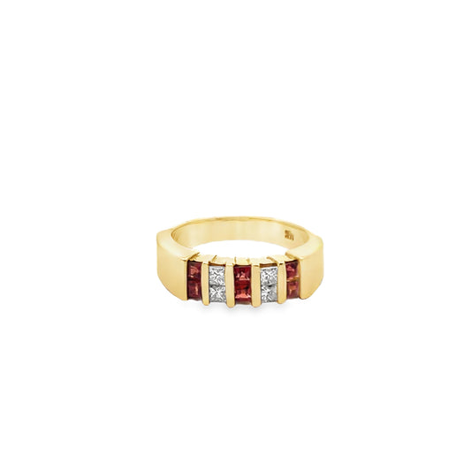 Princess-Cut Brown Tourmaline and Diamond Ring in 14K Yellow Gold