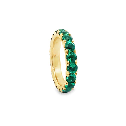 Round-Cut Emerald Eternity Ring in 14K Yellow Gold