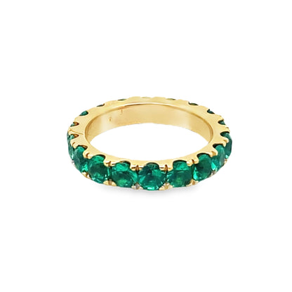 Round-Cut Emerald Eternity Ring in 14K Yellow Gold