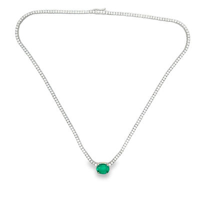 Dani Austin Green Emerald and Diamond Tennis Necklace