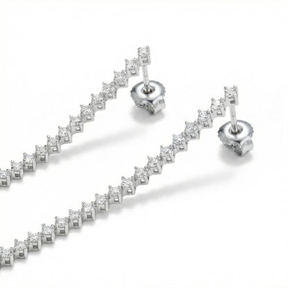 Diamond Long Linear Dangle Earrings in 14K White Gold