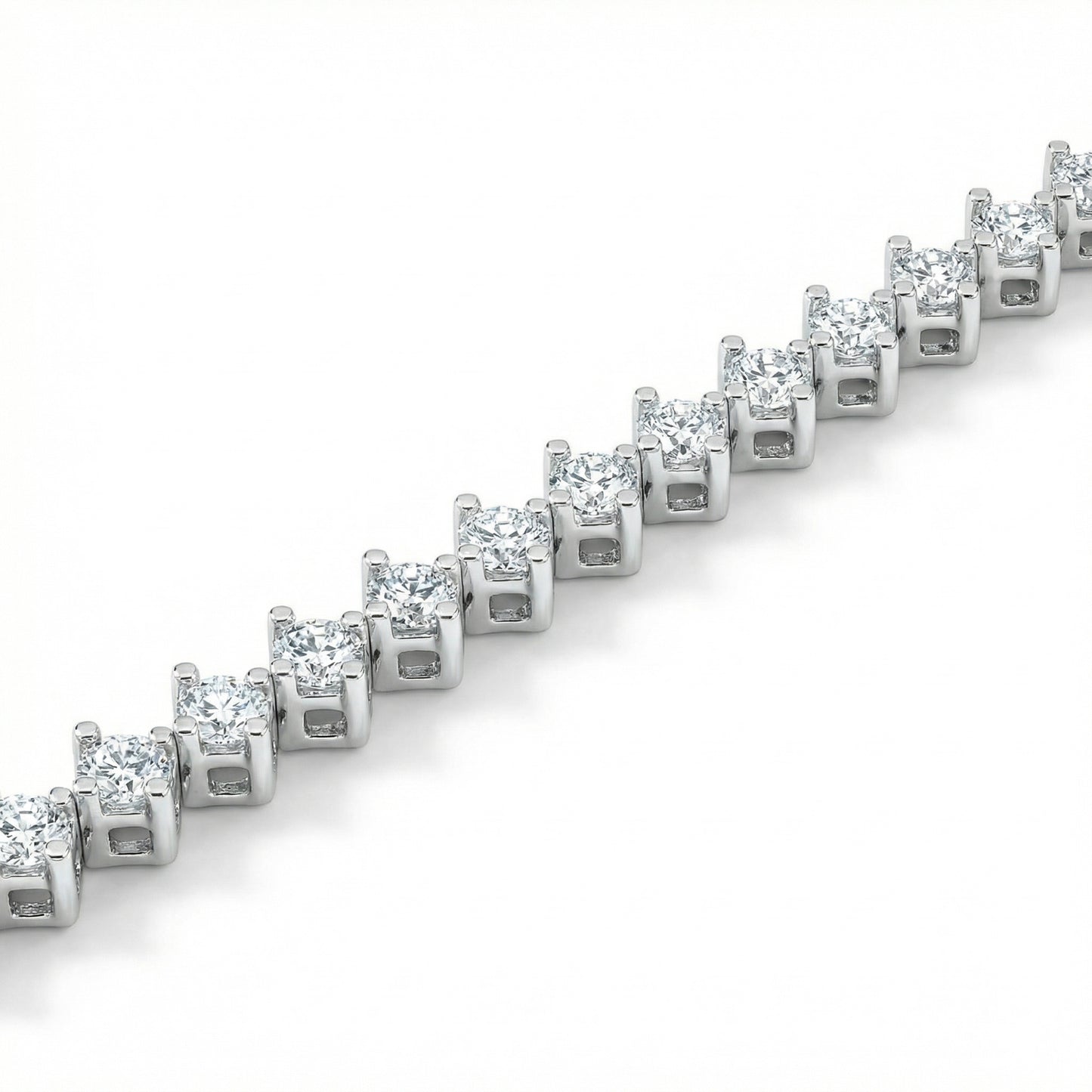 Diamond Long Linear Dangle Earrings in 14K White Gold