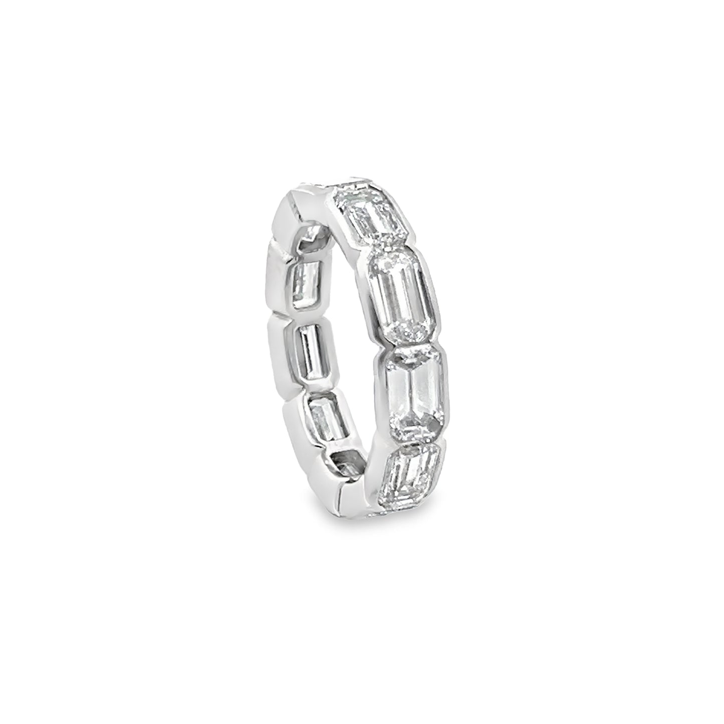 East-West Emerald Cut Diamond Eternity Band in 14K White Gold