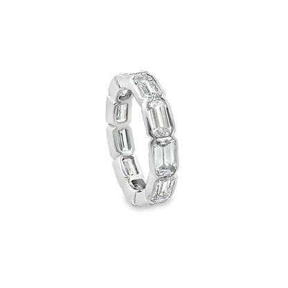 East-West Emerald Cut Diamond Eternity Band in 14K White Gold