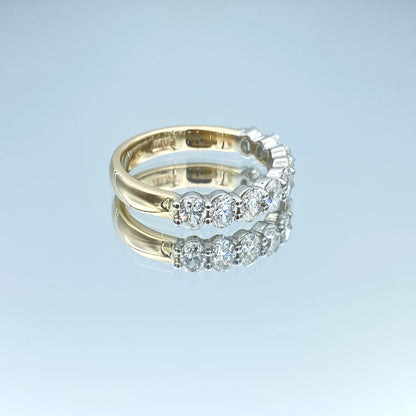 Nine Stone Oval-Cut Diamond Ring in Platinum and 14K Yellow Gold - L and L Jewelry