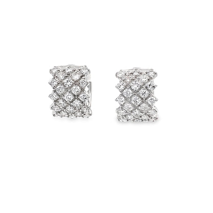 Diamond Huggie Hoop Earrings in 14K White Gold