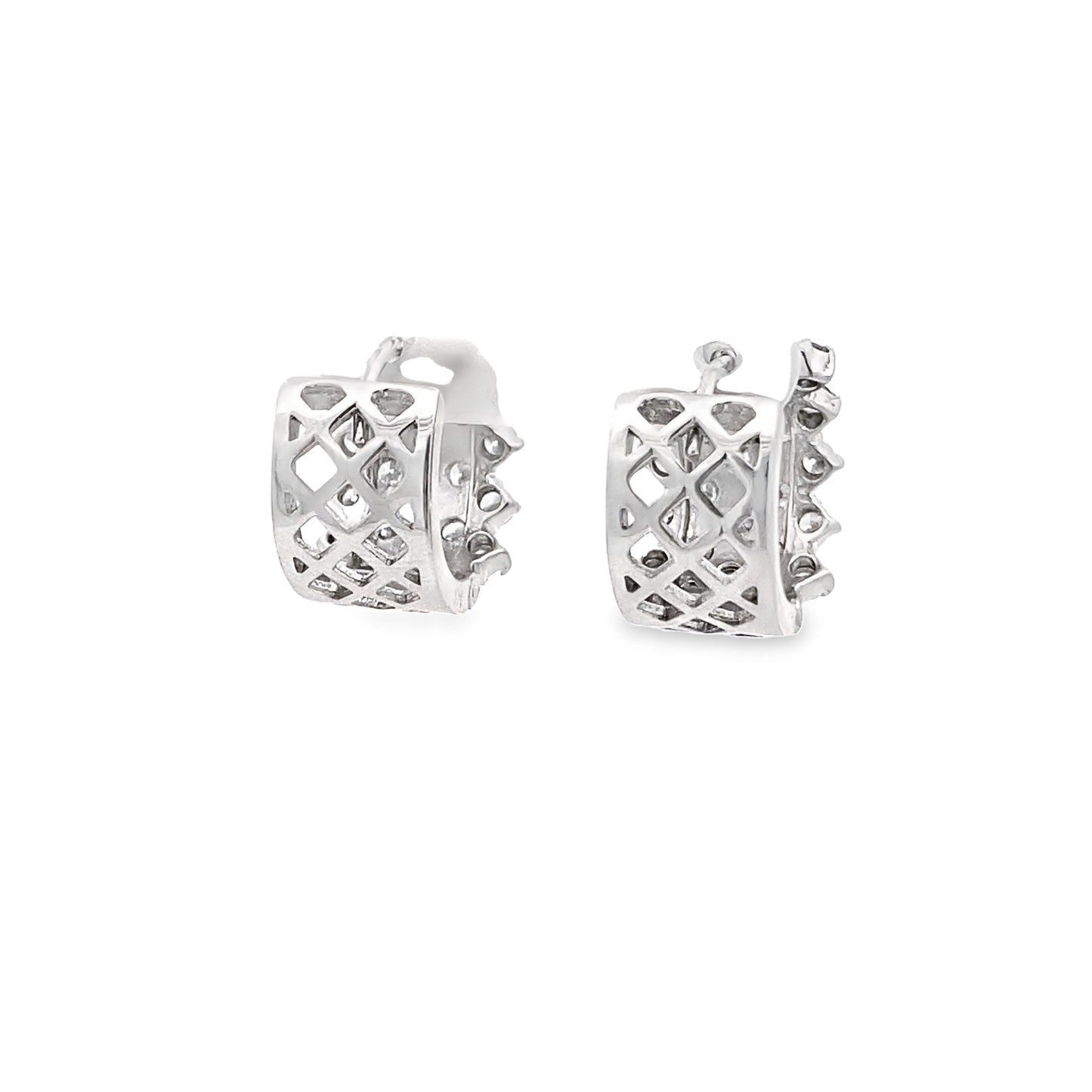 Diamond Huggie Hoop Earrings in 14K White Gold