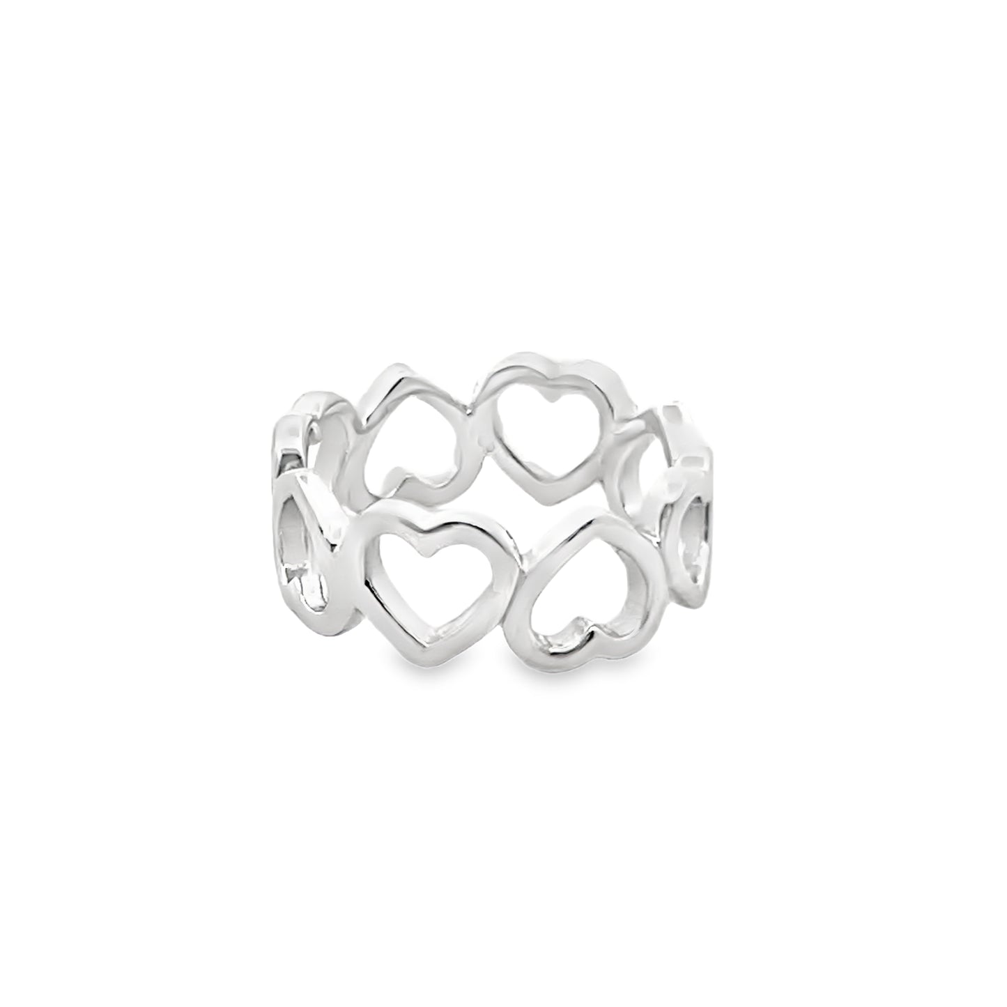 Diamond Heart Eternity Ring in 14K White Gold