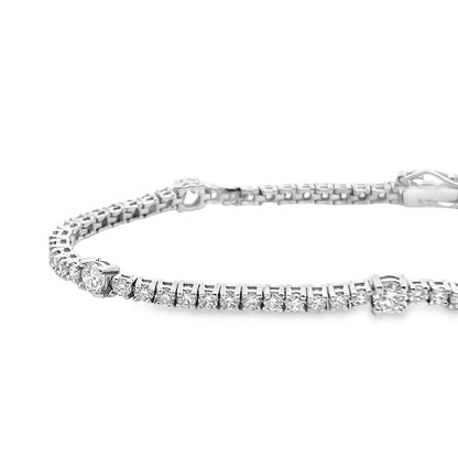 Alternating Round Diamond Tennis Bracelet in 14K Gold