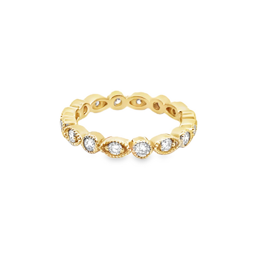 Vintage Look Diamond Eternity Ring in 14K Yellow Gold