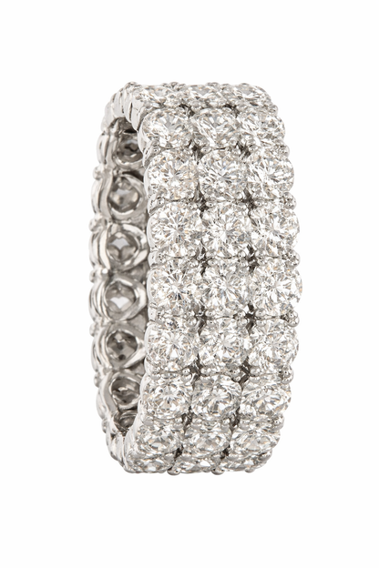 Three Row Round Brilliant-Cut Diamond Eternity Ring in 14K White Gold