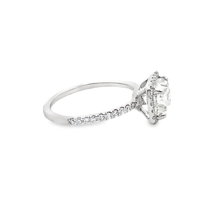 Halo Cushion-Cut Diamond Engagement Ring in Platinum