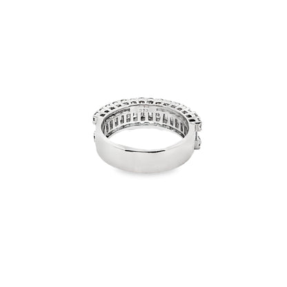 Channel Set Baguette-Cut and Round-Cut Diamonds Ring in 14K White Gold