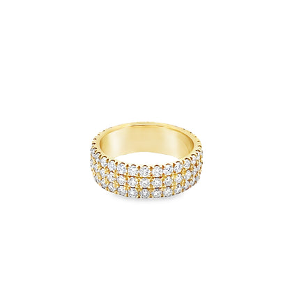 Three Row Round Brilliant-Cut Diamond Eternity Ring in 14K Yellow Gold