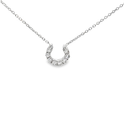 Horse Shoe Diamond Pendant in 14K White Gold